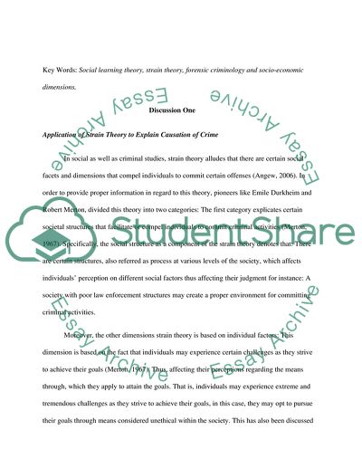 Application of Strain Theory to Explain Causation of Crime