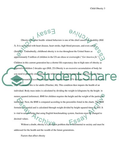 Child Obesity, plaguing the nation for our next generation: an in-depth study