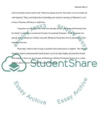 Revenge in Edgar Allan Poes Cask of Amontillado