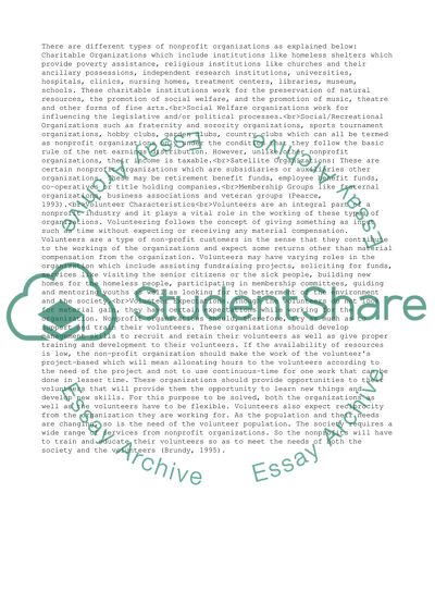 Third sector - Volunteers in Nonprofits