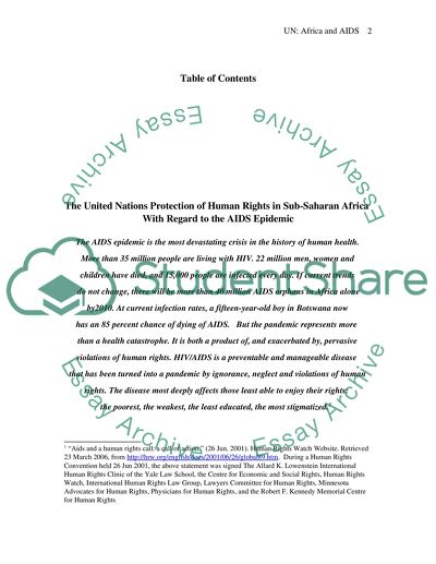 UN Protection of Human Rights: Africa and Aids