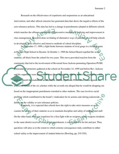 Zero tolerance policies