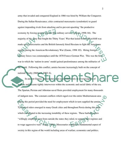 Historical Origins of Mercenaries