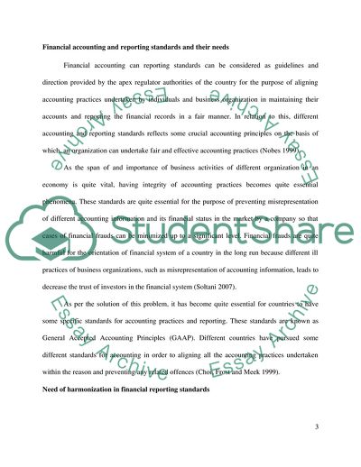Harmonization of Financial Standards and Reporting Standards