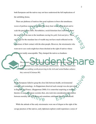 Cultural Incomprehension between Europeans and Native Americans in the Colonial Context