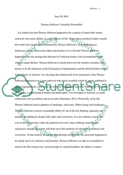 Thomas Jefferson - Personified Versatility