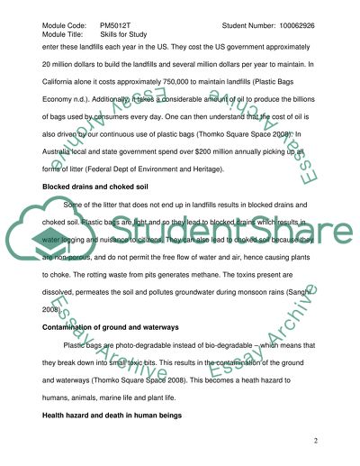 Evaluate the main Problems Associated with Using Plastic Bags