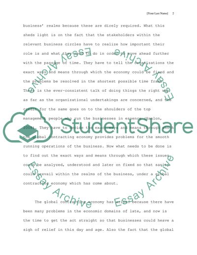 Impact on a Global Contracting Economy on Business