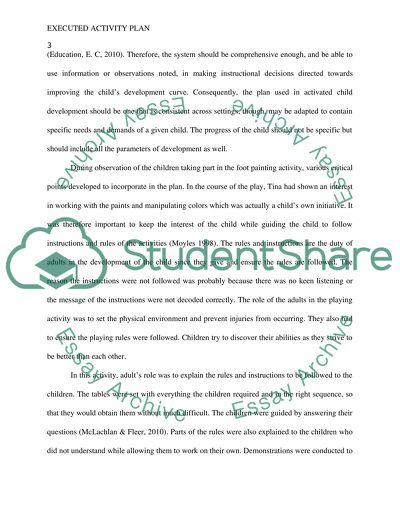 Executed Activity Plan with Detailed Evaluation