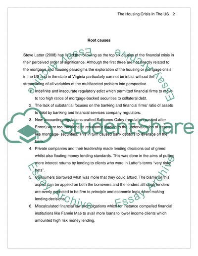 The housing crisis in the U.S