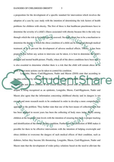 Dangers of Childhood Obesity