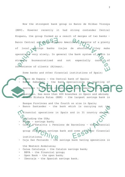 Specifics of the Banking System of Spain