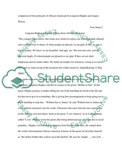 Langston Hughes and August Wilsons Portrayals of African Americans