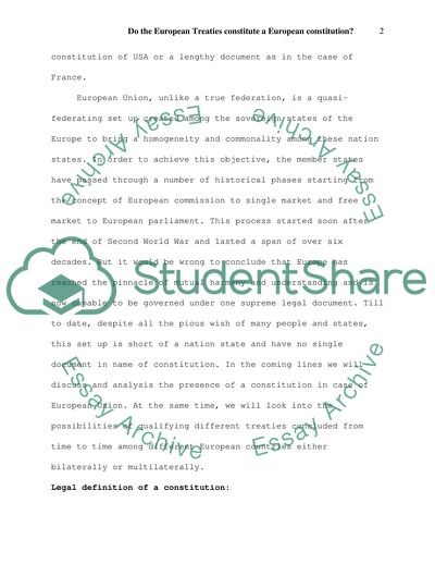Do the European Treaties Constitute a European Constitution
