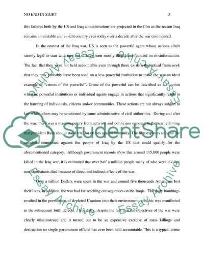 Documentary Analysis and Opinion: No End in Sight