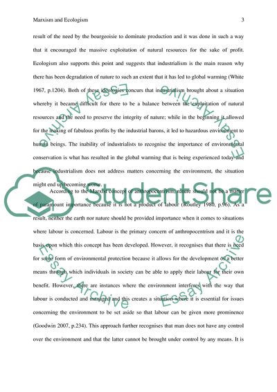 Comparison of Marxism and Ecologism