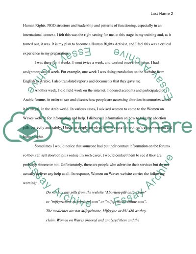 Internship paper for international human rights certificate class