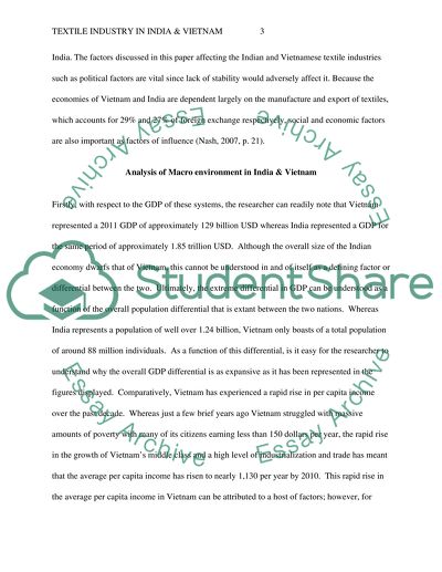 Textile Industry in India & Vietnam