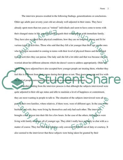 Interview of Older Age Adults