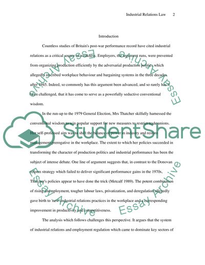Analysis of Industrial Relations Law