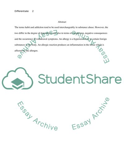 Habit or Addiction and Inflammation or Allergy