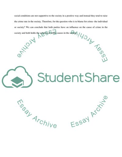 Causes of Crime in the Society