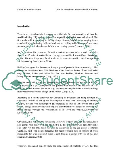 How the Eating Habits influences Health of Students