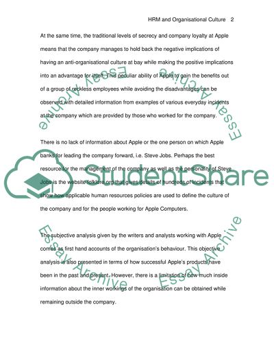 HRM and Organisational Culture