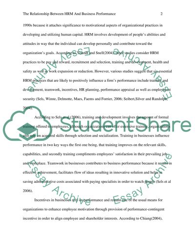 The Relationship between HRM and Business Performance