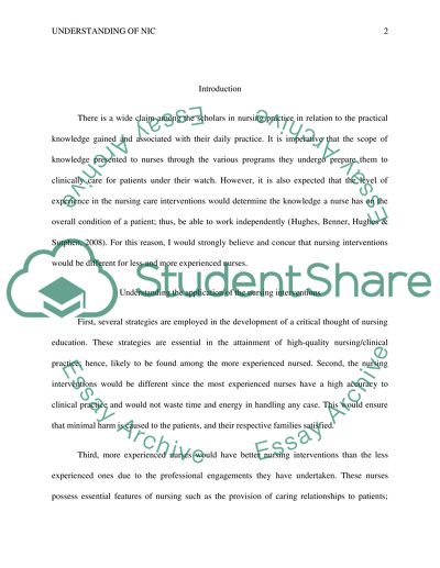 Nursing Interventions of a Less Experienced and More Experienced Nurse