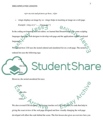 Individual Dreamweaver Lessons