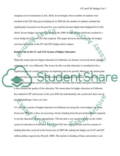 UC and CSU Budget Cut