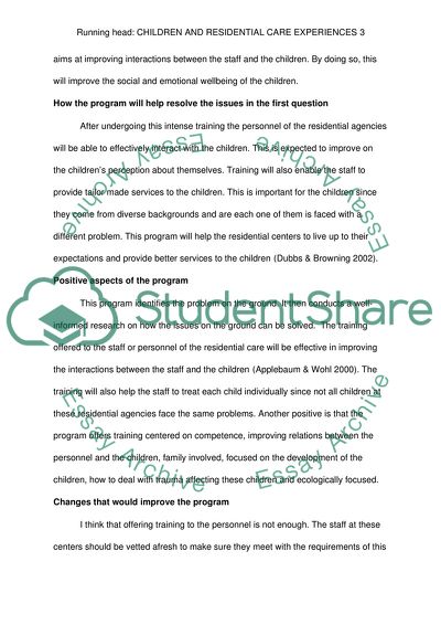 Children and Residential Care Experiences