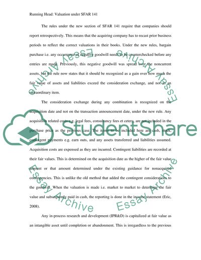 Valuation Under SFAS 141R