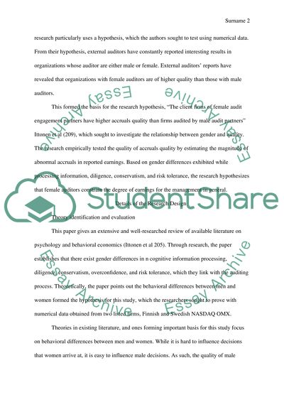 Critique of Quantitative and Qualitative Research: Female Auditors and Accruals Quality