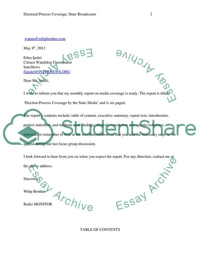 Electoral Process Coverage: State Broadcaster