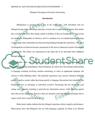 Bilingual Advantage in Executive Functioning