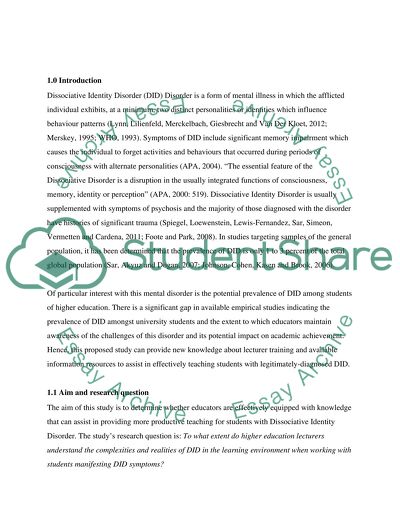 Dissociative Identity Disorder and its Effect on Academic Achievement
