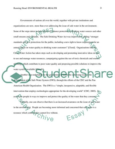 Environmental Health: Safe Water System