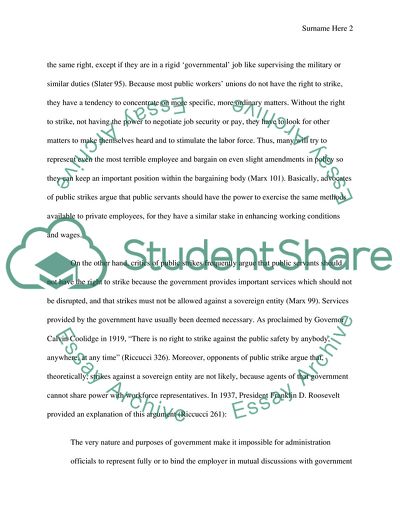 The Right to Strike in the Public Sector