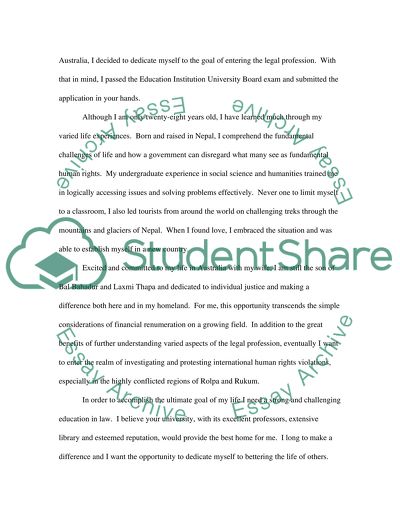 Personal Statement for law admission