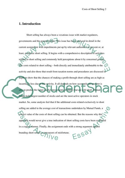 The Cost of Short Selling