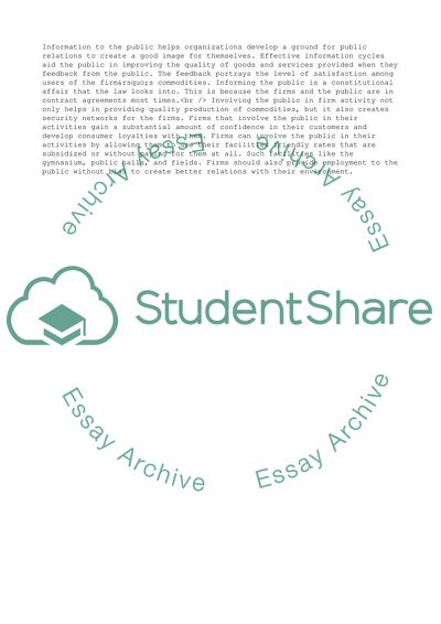 Informing the Public in Public Administration and Management