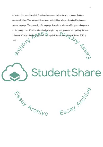 The Language of txting: is it language in evolution or language in deterioration