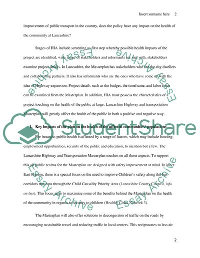 Health Impact Assessment: Lancashire County Council