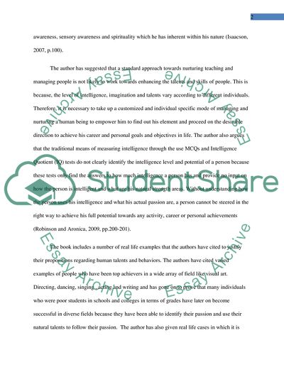Analysis of The Element Book Written by Ken Robinson and Lou Aronica