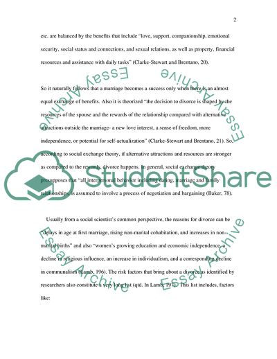 Relating the Social Exchange Theory to Increasing Divorce Rates