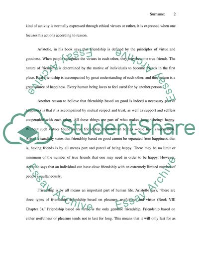 essay on friendship how does aristotle support his claim that the third type of friendship is perfect