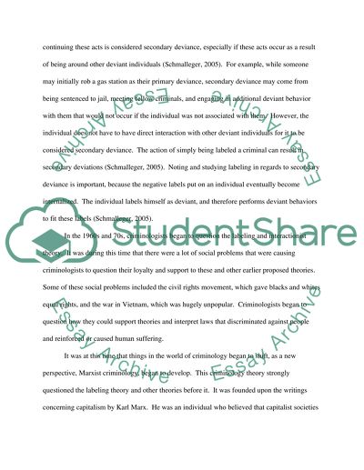 Criminology and the Labeling Theory