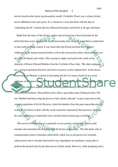 Forbidden Planet and the Classical Psychoanalytic Model